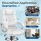 Adjustable Ergonomic Swivel Desk Chair with Lumbar Support and Armrest, White High Back Executive Chair PU Leather Business Manager's Office Chair